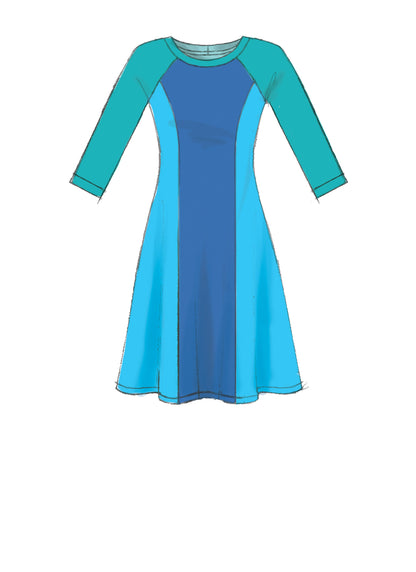 McCall's M7349 sewing pattern envelope showing pullover fit and flare dresses