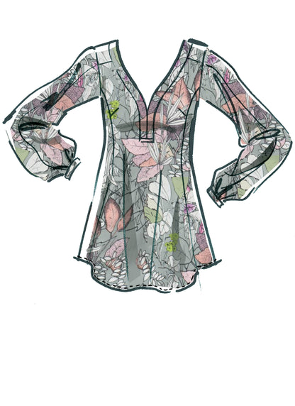 McCall's M7357 sewing pattern envelope showing loose-fitting pullover tops