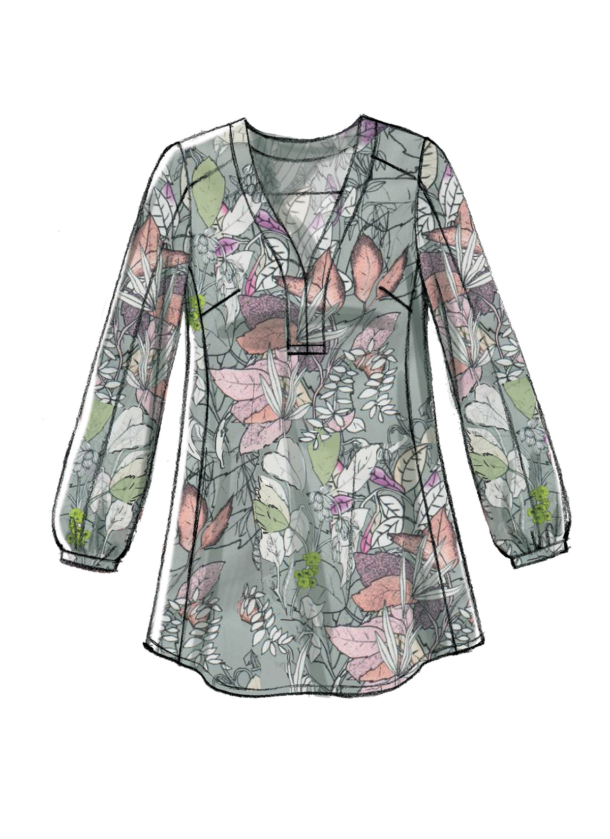 McCall's M7357 sewing pattern envelope showing loose-fitting pullover tops