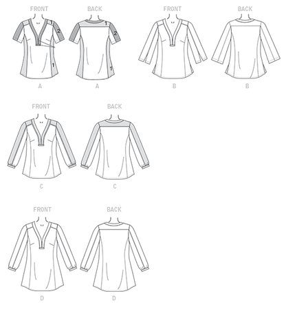 McCall's M7357 sewing pattern envelope showing loose-fitting pullover tops