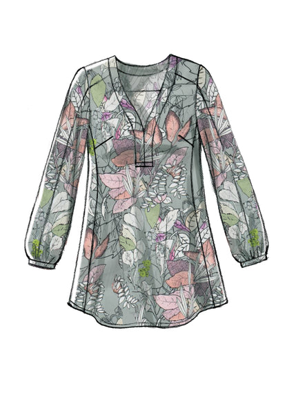 McCall's M7357 sewing pattern envelope showing loose-fitting pullover tops