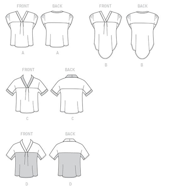 McCall's M7359 sewing pattern envelope showing pullover tops