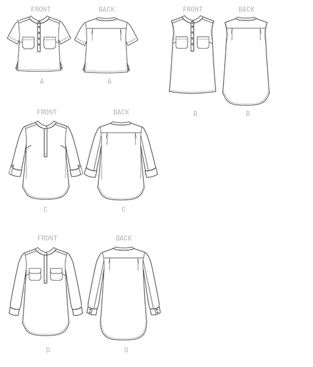 McCall's M7360 sewing pattern envelope showing loose-fitting pullover tops