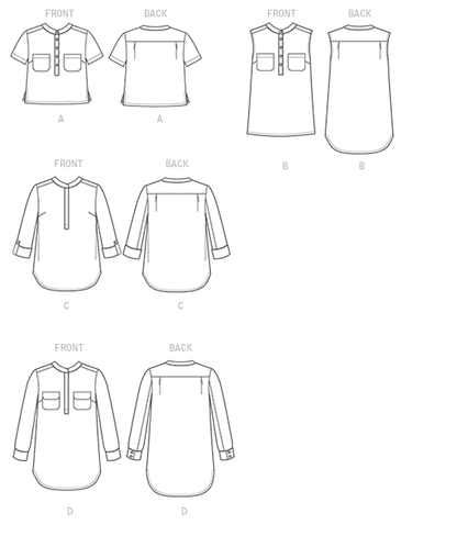 McCall's M7360 sewing pattern envelope showing loose-fitting pullover tops