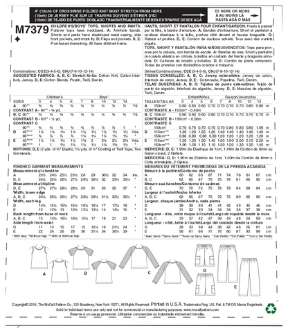 McCall's M7379 sewing pattern envelope showing pullover tops