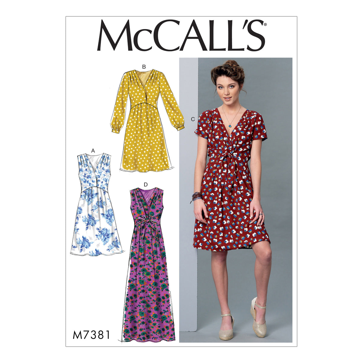 McCall's M7381 sewing pattern envelope showing pullover dresses