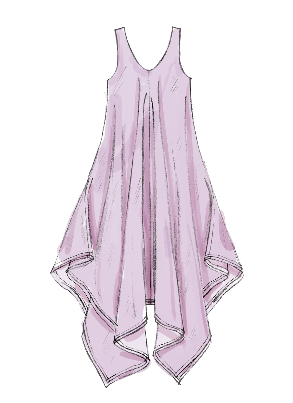 McCall's M7402 sewing pattern envelope showing sleeveless pullover dresses and a pull-on jumpsuit