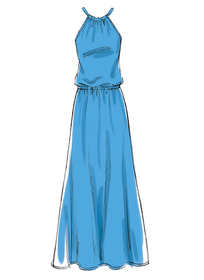McCall's M7405 sewing pattern envelope showing loose-fitting, sleeveless pullover dresses