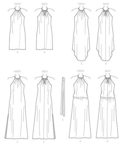 McCall's M7405 sewing pattern envelope showing loose-fitting, sleeveless pullover dresses