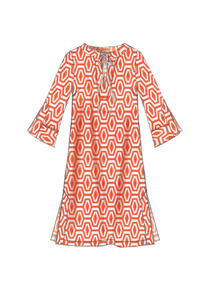 McCall's M7408 sewing pattern envelope showing a semi-fitted A-line tunic and dress