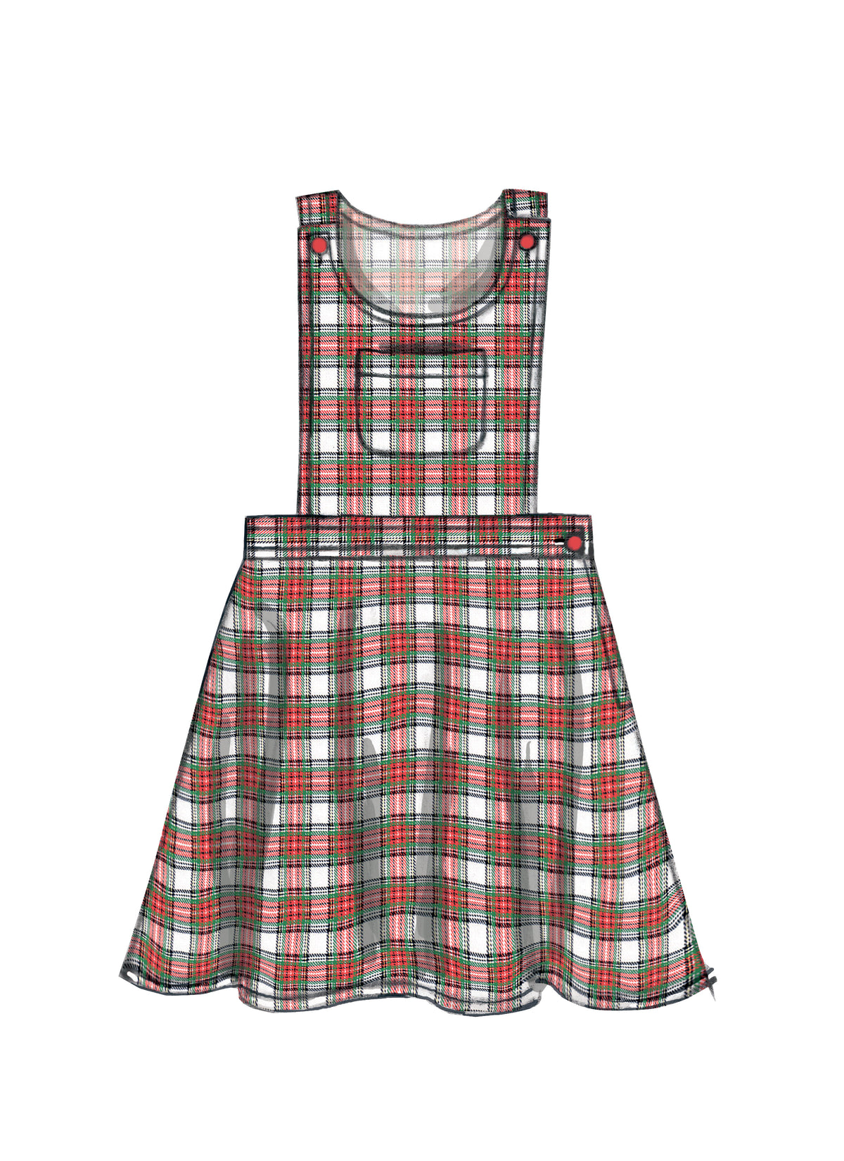 McCall's M7459 sewing pattern envelope showing pinafores and dungarees