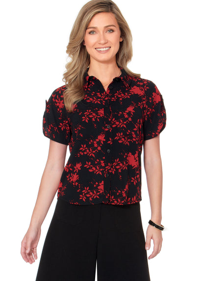 McCall's M7472 sewing pattern envelope showing loose-fitting button-front shirts and tunics