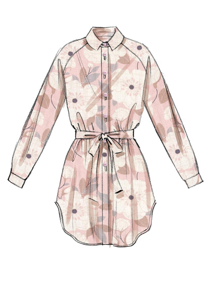 McCall's M7472 sewing pattern envelope showing loose-fitting button-front shirts and tunics