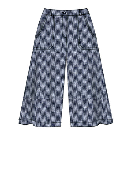 McCall's M7475 sewing pattern envelope showing semi-fitted skirts, shorts and culottes