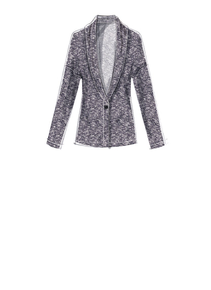 McCall's M7476 sewing pattern envelope showing a semi-fitted waistcoat and cardigans