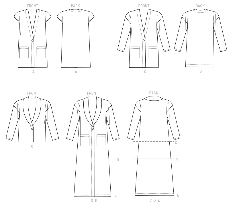 McCall's M7476 sewing pattern envelope showing a semi-fitted waistcoat and cardigans