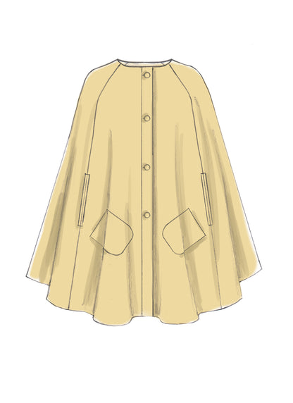 McCall's M7477 sewing pattern envelope showing lined cape designs
