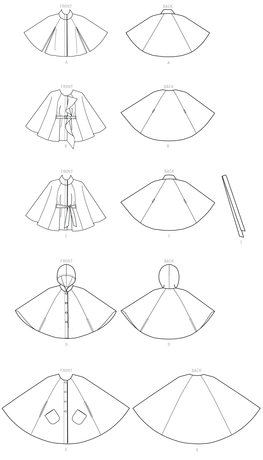 McCall's M7477 sewing pattern envelope showing lined cape designs