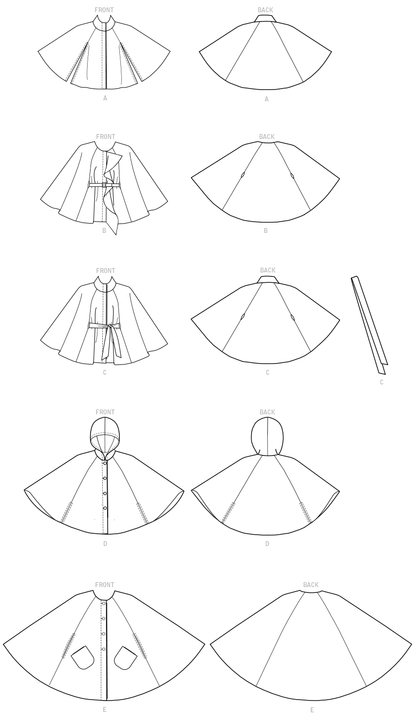 McCall's M7477 sewing pattern envelope showing lined cape designs