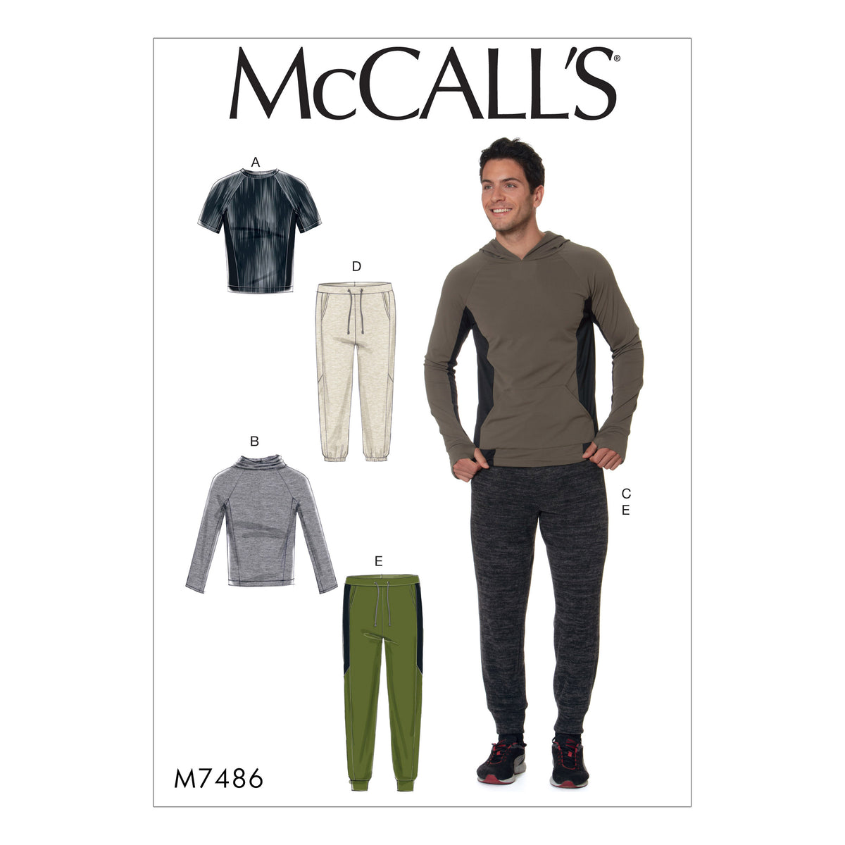 McCall's M7486 sewing pattern envelope showing pullover top designs