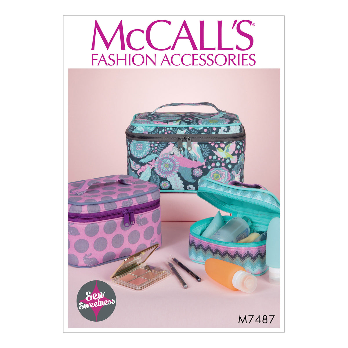 McCall's M7487 sewing pattern envelope showing travel case designs