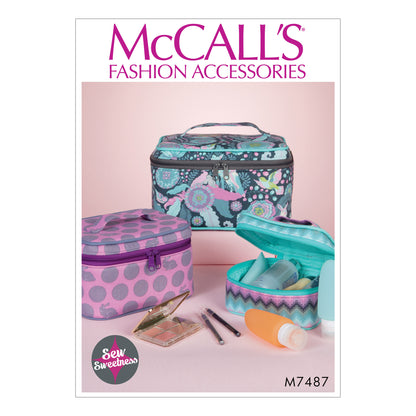 McCall's M7487 sewing pattern envelope showing travel case designs