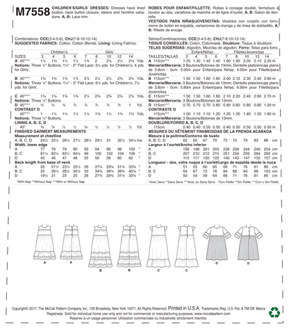 McCall's M7558 sewing pattern envelope showing dress designs