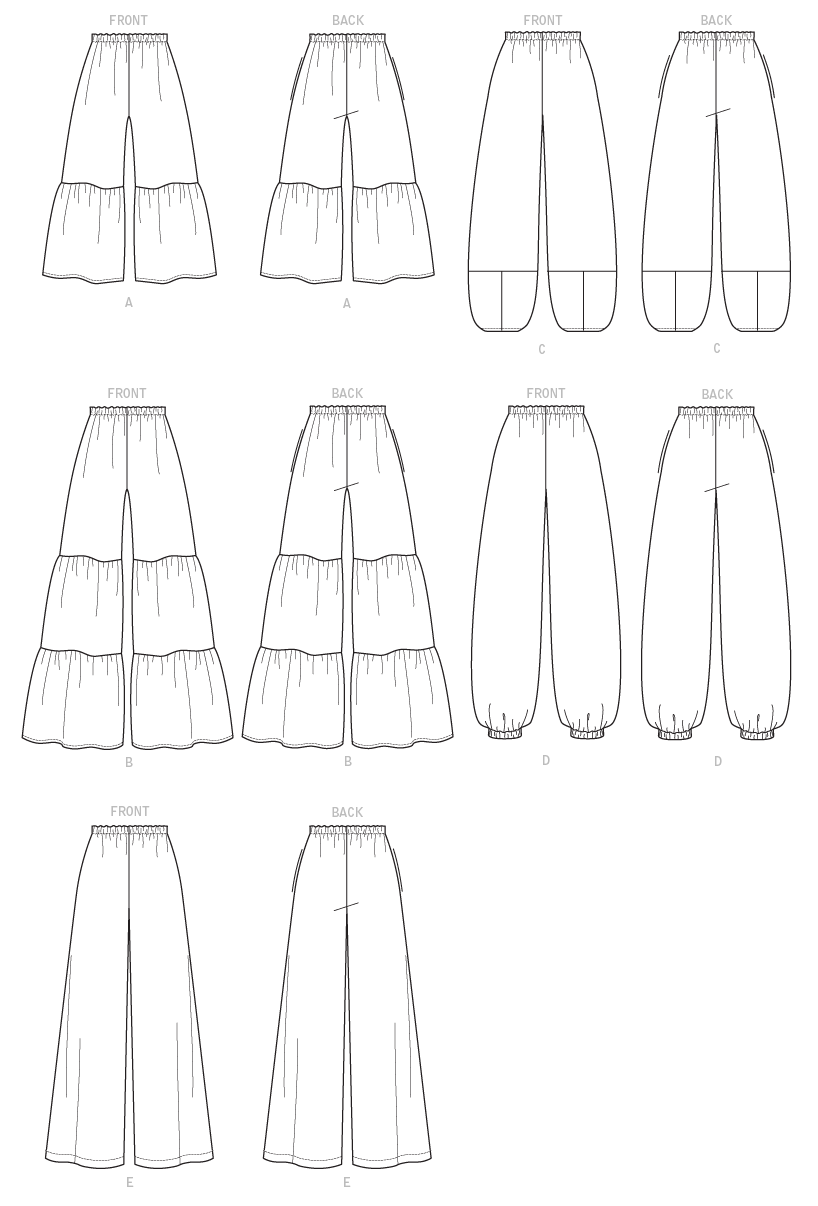 McCall's M7576 sewing pattern envelope showing pull-on trousers designs