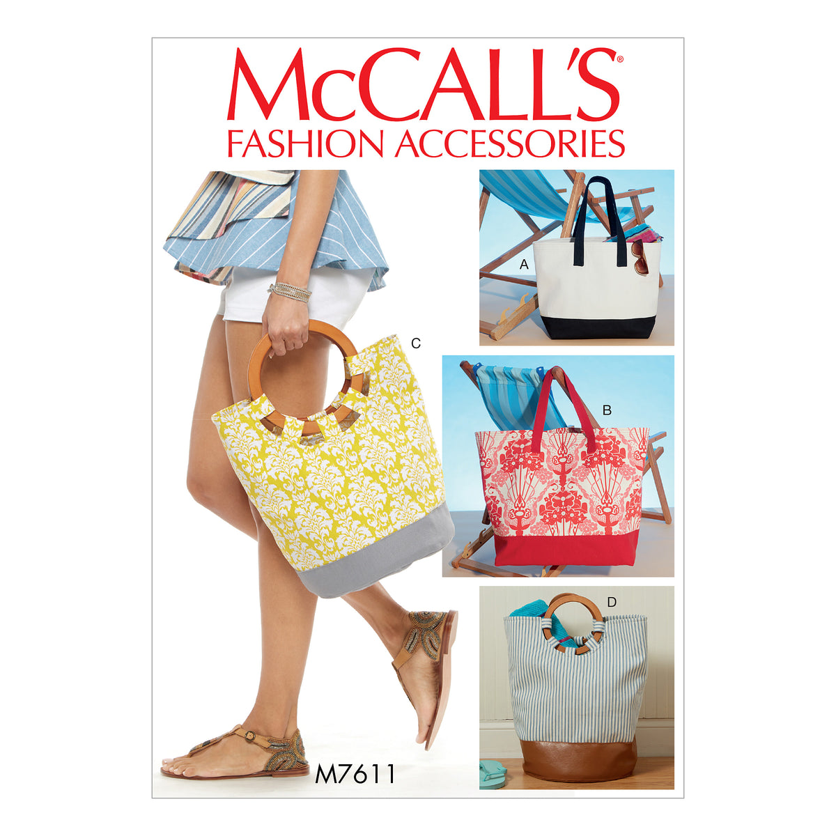 McCall's M7611 sewing pattern envelope showing bag designs