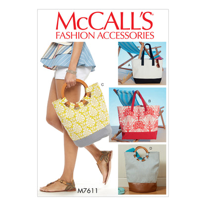 McCall's M7611 sewing pattern envelope showing bag designs