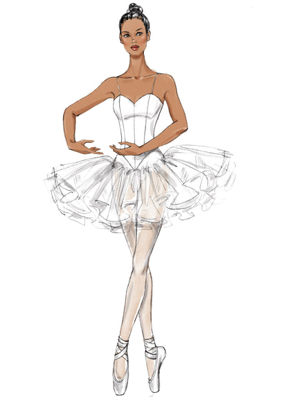 McCall's M7615 sewing pattern envelope showing ballet costume designs
