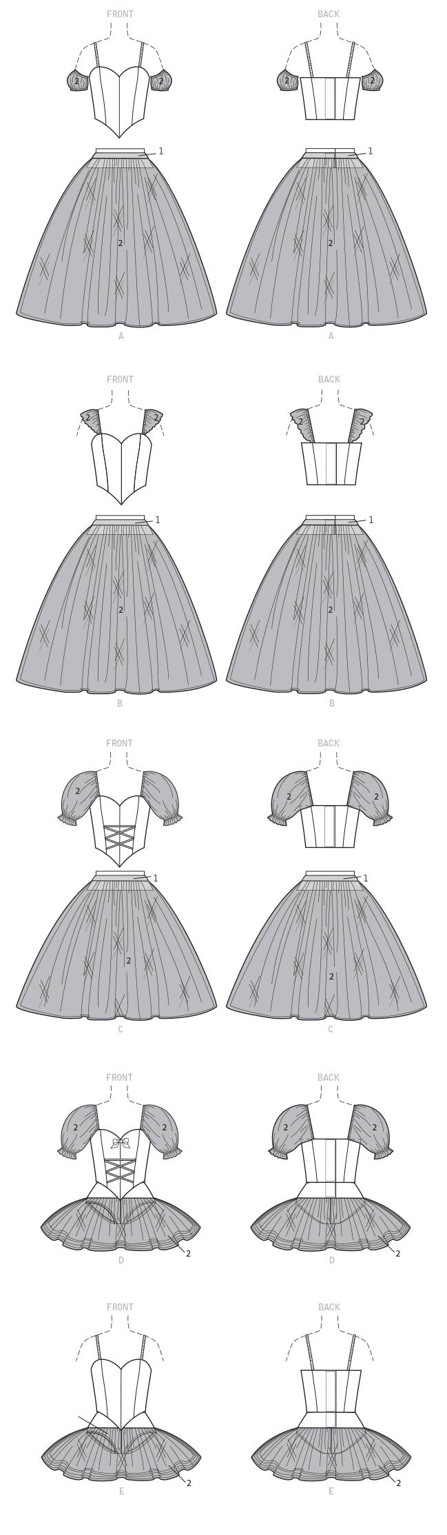 McCall's M7615 sewing pattern envelope showing ballet costume designs
