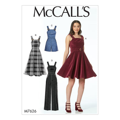 McCall's M7626 sewing pattern envelope showing partially lined dress designs
