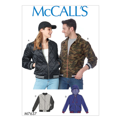 McCall's M7637 sewing pattern envelope showing lined jacket designs