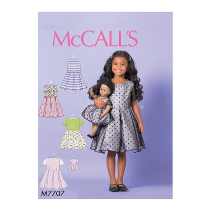 McCall's M7707 sewing pattern envelope for the girls' lined dress