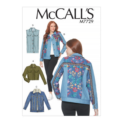 McCall's M7729 sewing pattern envelope for the women's button front jacket and waistcoat