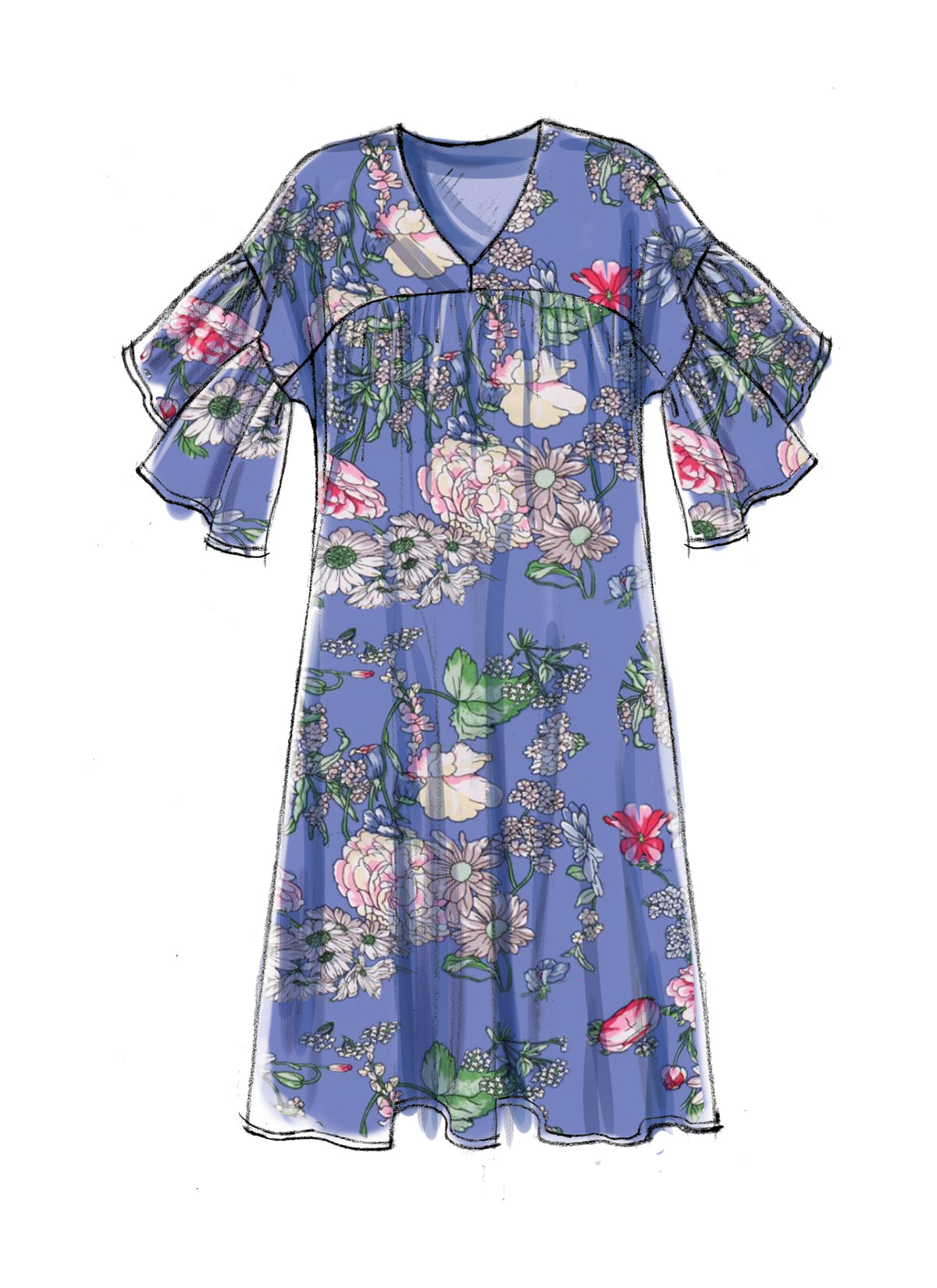 McCall's M7742 sewing pattern envelope for the women's loose yoked dress