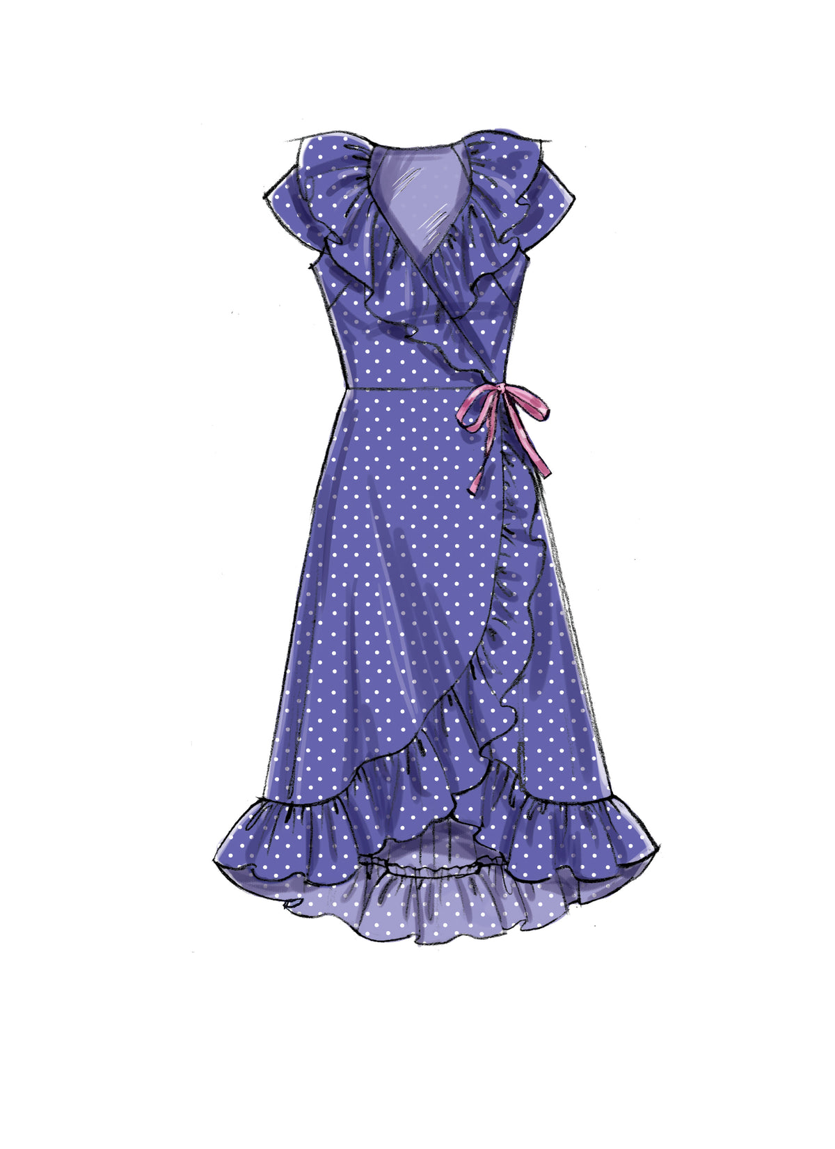 McCall's M7745 sewing pattern envelope for the women's wrap dress