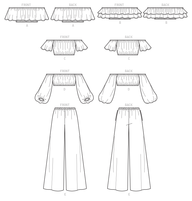McCall's M7757 sewing pattern envelope for the women's off the shoulder top