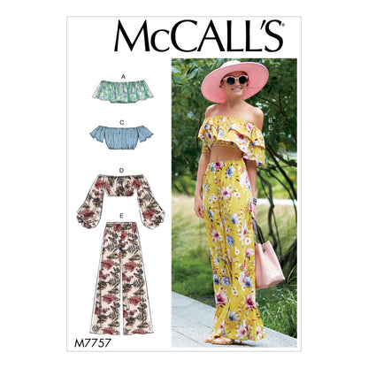 McCall's M7757 sewing pattern envelope for the women's off the shoulder top