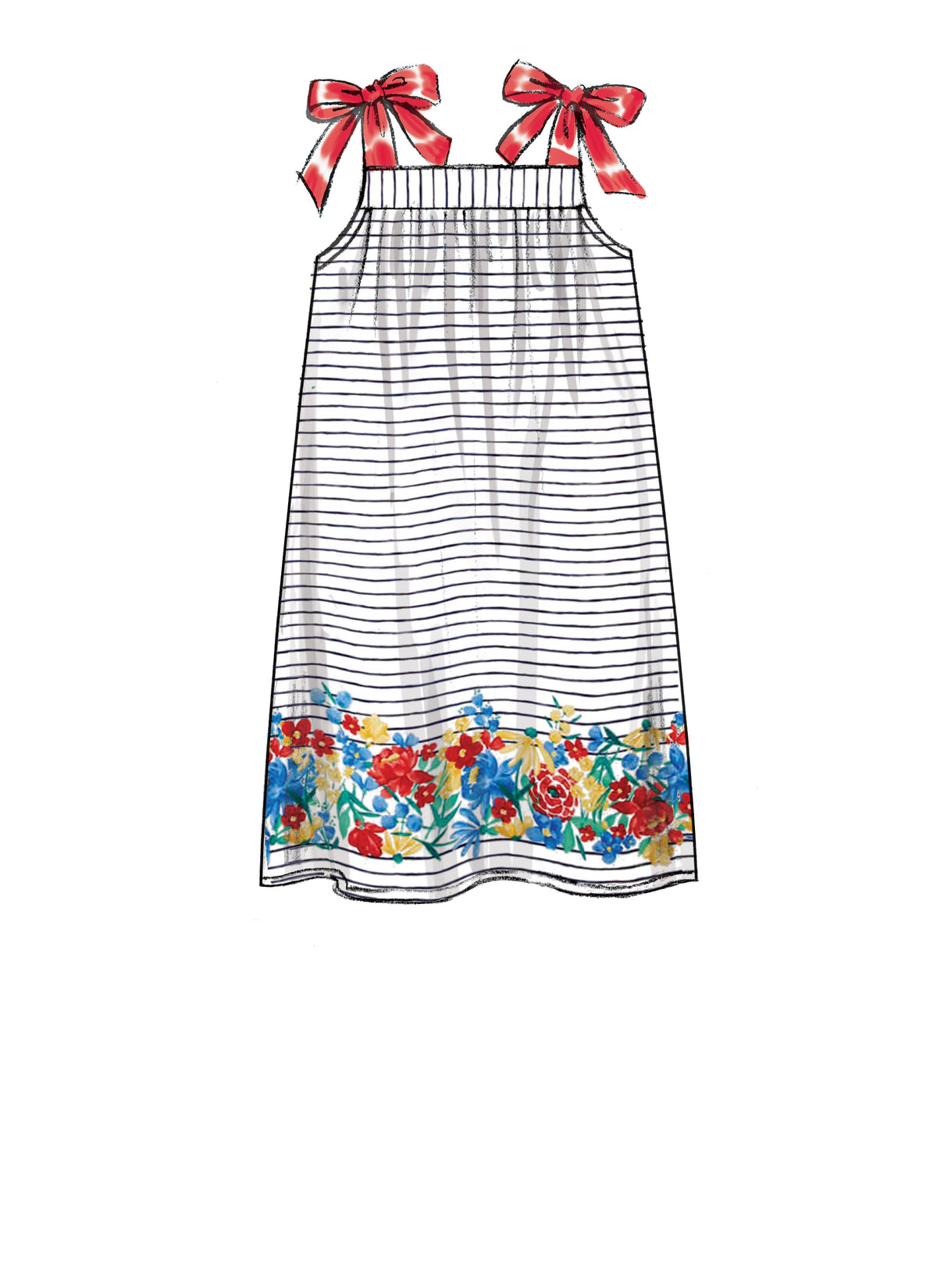 McCall's M7768 sewing pattern envelope for the girls' yoked pull-on dress