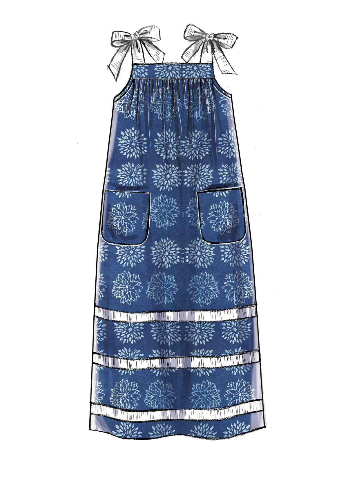 McCall's M7768 sewing pattern envelope for the girls' yoked pull-on dress