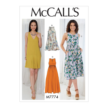 McCall's M7774 sewing pattern envelope for the women's loose pull-over dress