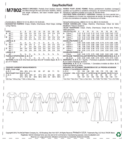 McCall's M7802 sewing pattern envelope for the women's fitted dress