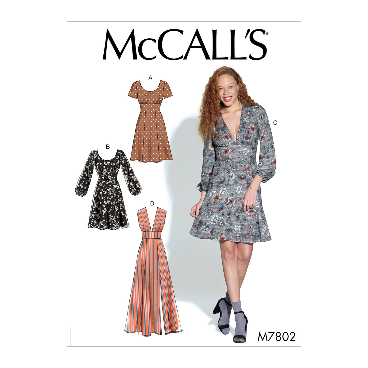McCall's M7802 sewing pattern envelope for the women's fitted dress