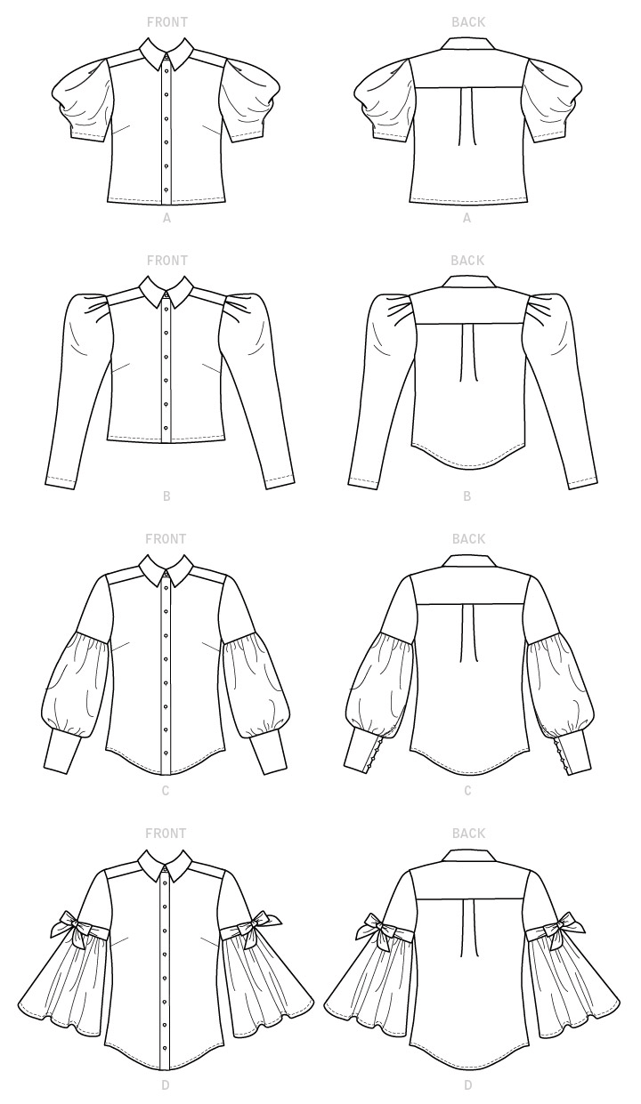 McCall's M7838 sewing pattern envelope showing button-front top designs