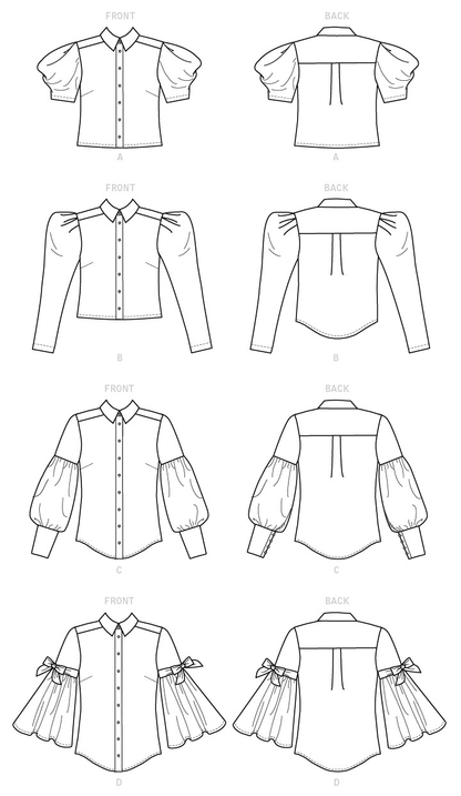 McCall's M7838 sewing pattern envelope showing button-front top designs