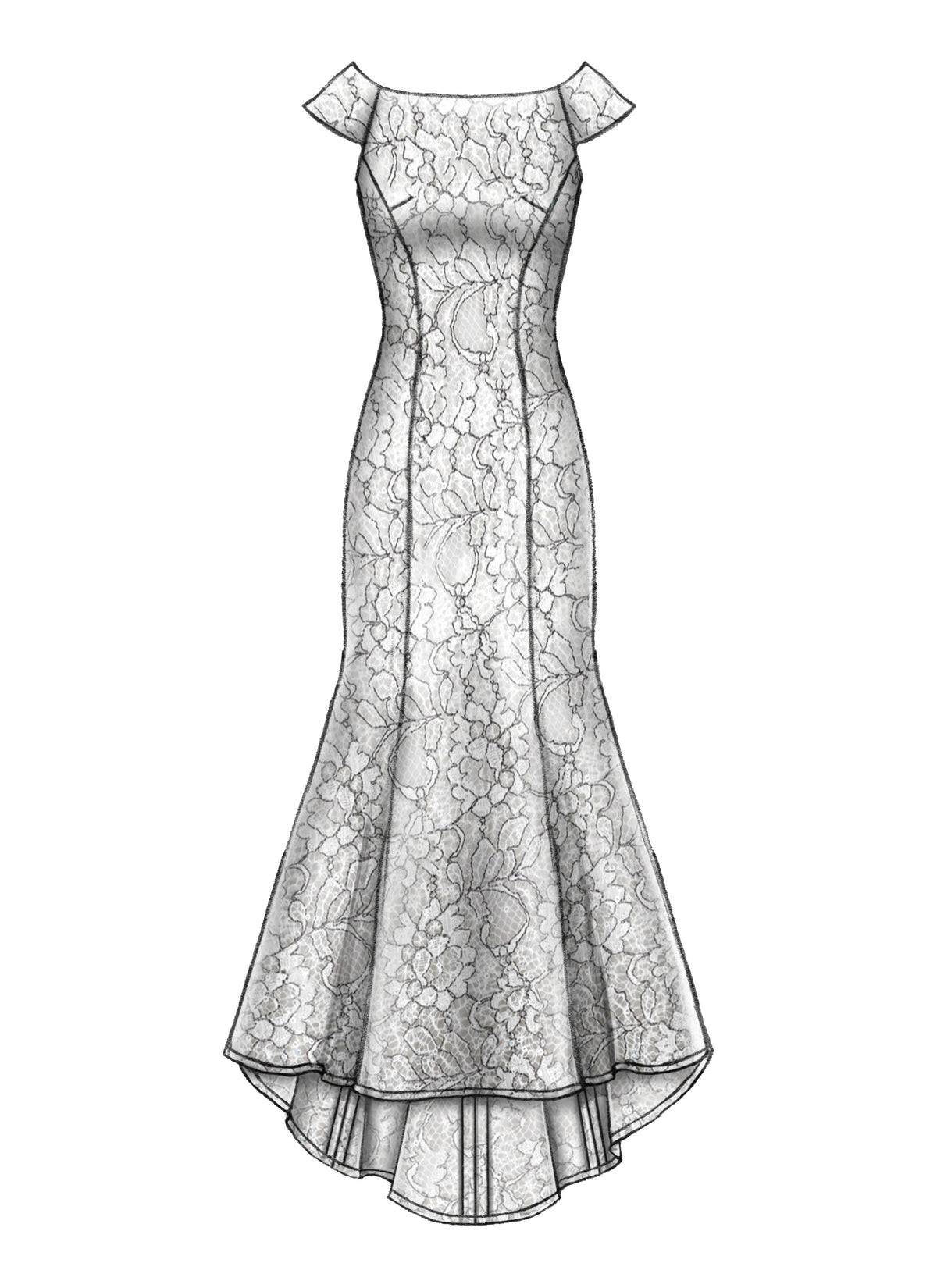 McCall's M7865 sewing pattern envelope showing lined floor-length dress designs