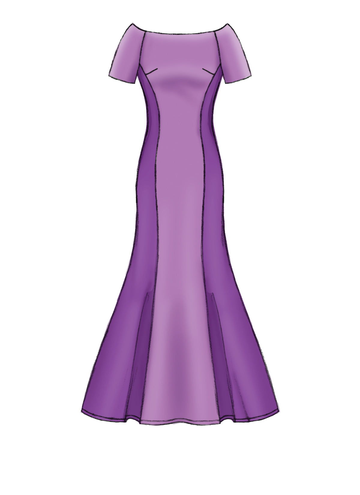 McCall's M7865 sewing pattern envelope showing lined floor-length dress designs