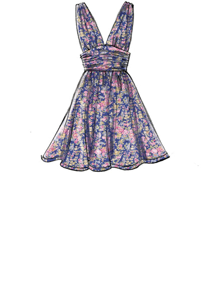 McCall's M7896 sewing pattern envelope showing fully lined boned dress designs
